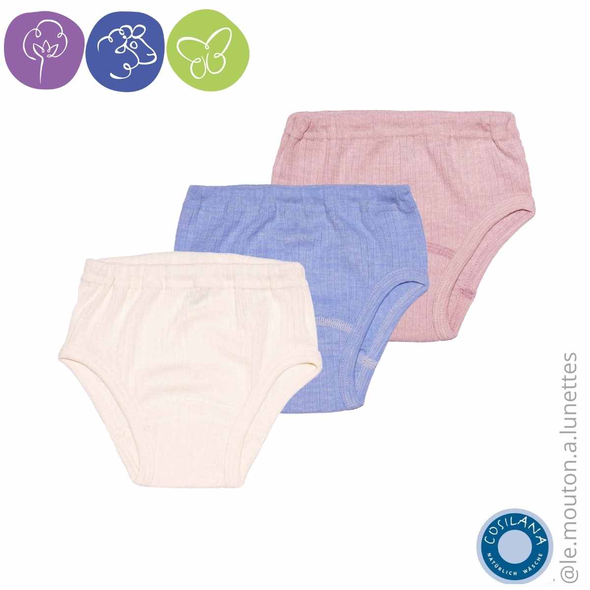 Slip Enfant Bio Cosilana - 45% Coton Bio, 35% Laine Bio, 20% Soie - Mixte Fille/Garçon