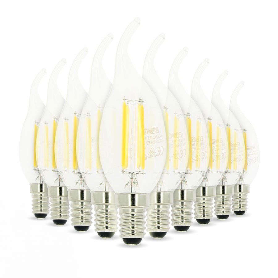 Lot De 10 Ampoules LED E14 Forme Flamme - 4W, 250 Lumens, Blanc Chaud, IP20, Neuves