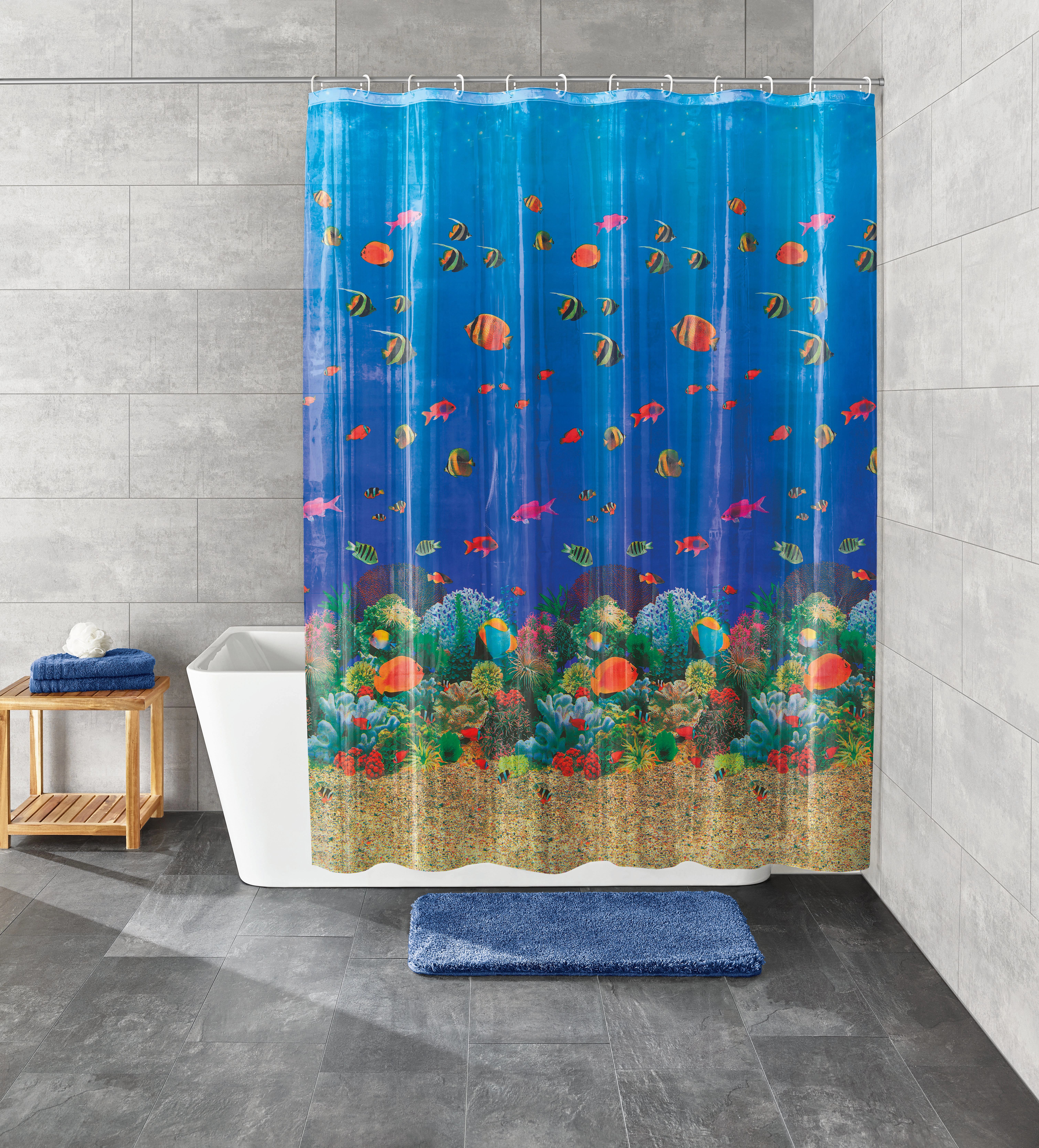 Kleine Wolke Duschvorhang „Leaf“ – 180 X 200 Cm, Weiß Mit Blättermuster – Aus Polyester, Mit Ösen