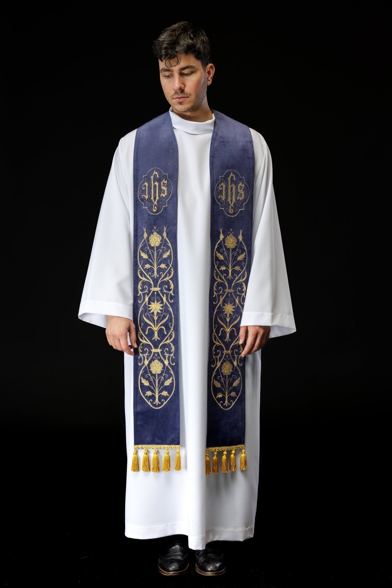 【Tiwa】STOLE Embroidered Purple Stole IHS