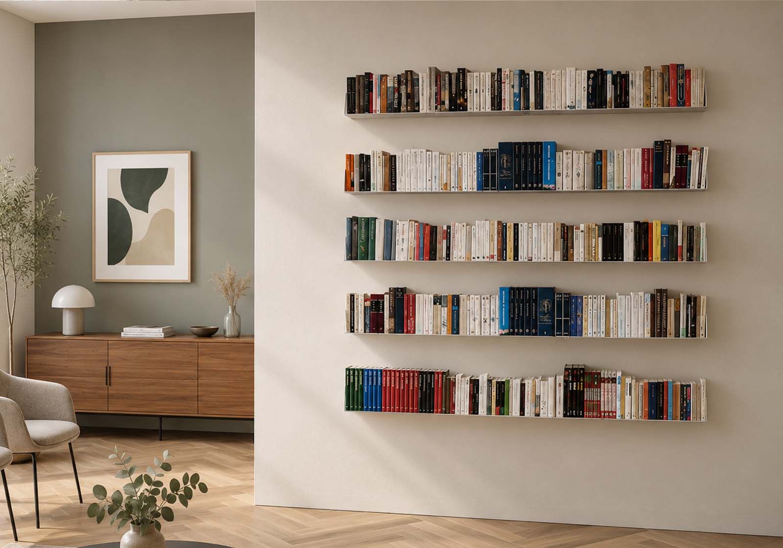 Bücherregal - Weiß Bücherschrank Metall 60 cm