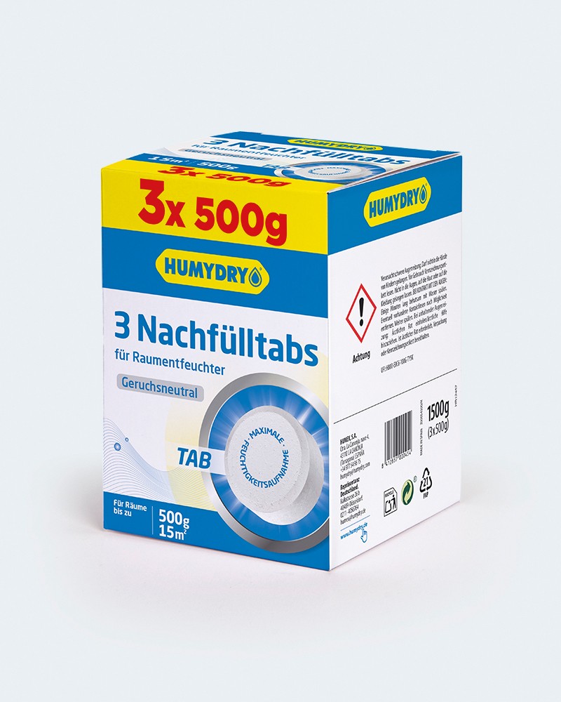 HUMYDRY® Raumentfeuchter-Nachfüllpack Tab 3x500g