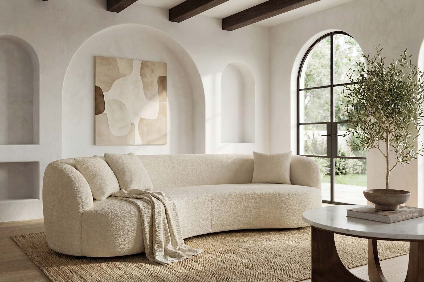 Modernes Sofa ATELIER 230cm beige Bouclé 3-Sitzer Couch inkl. Kissen » Jetzt kaufen