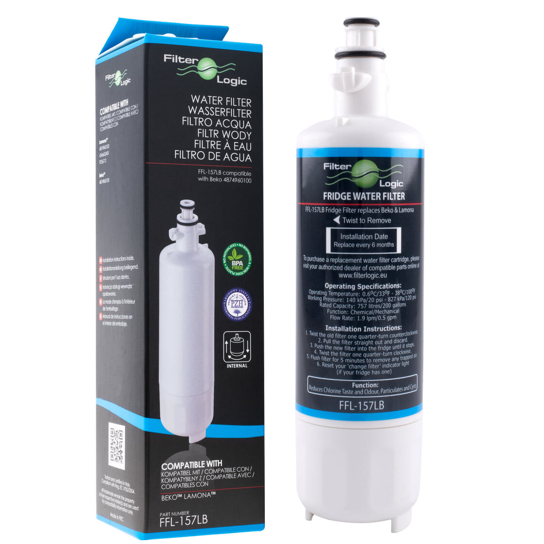 FilterLogic FFL-105CH Kühlschrank-Wasserfilter – Kompatibel Mit Hotpoint, Caple, Thomson, Ersetzt C00300448, 6 Monate / 6819 Liter