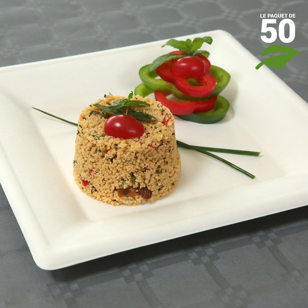 Assiette Jetable EXNIMA Assiettes Biodégradables Canne à Sucre - 100%  Naturel Fête Barbecue Vaisselle Canne à Sucre, image size:1000x1000