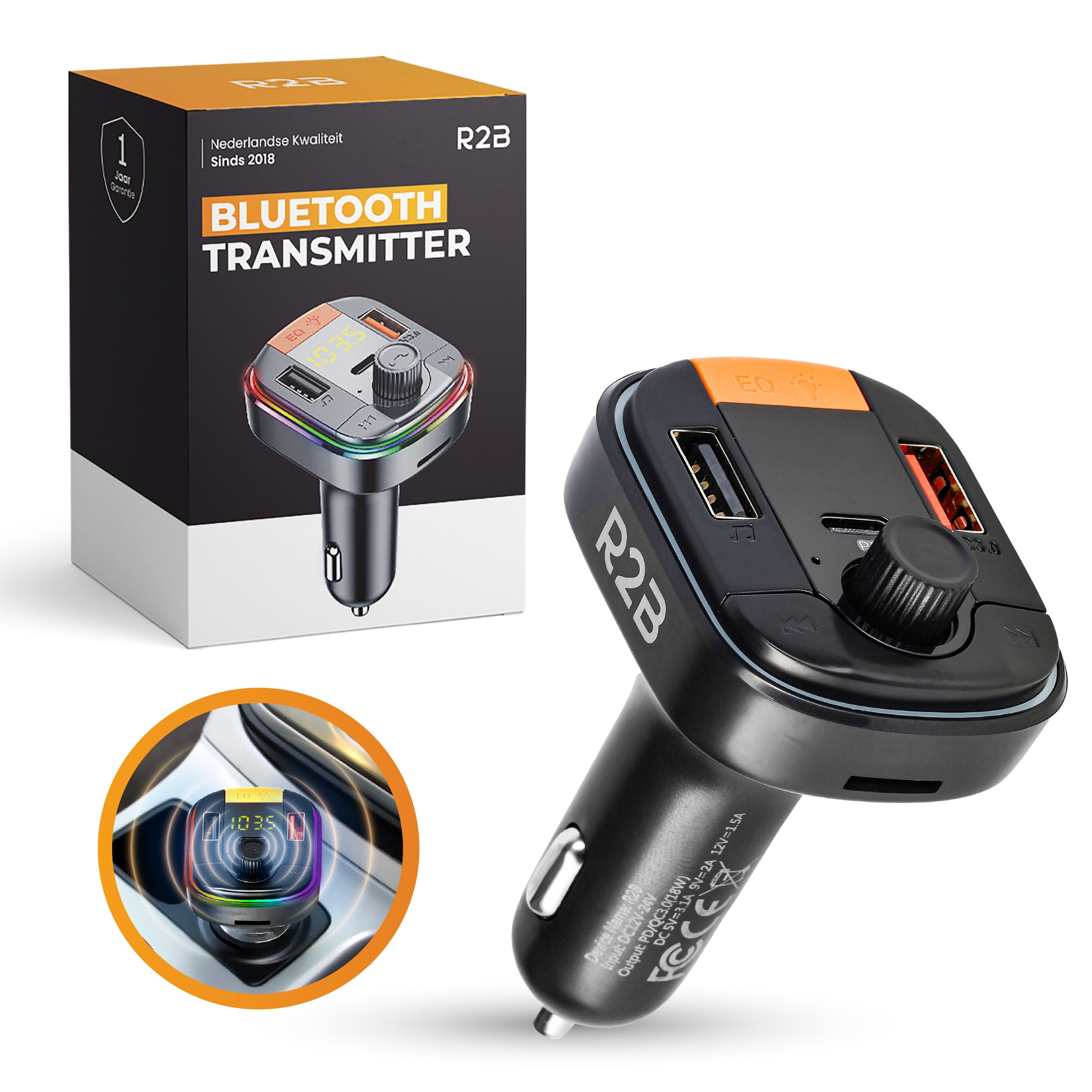 R2B Bluetooth FM Transmitter Receiver Car Car Charger