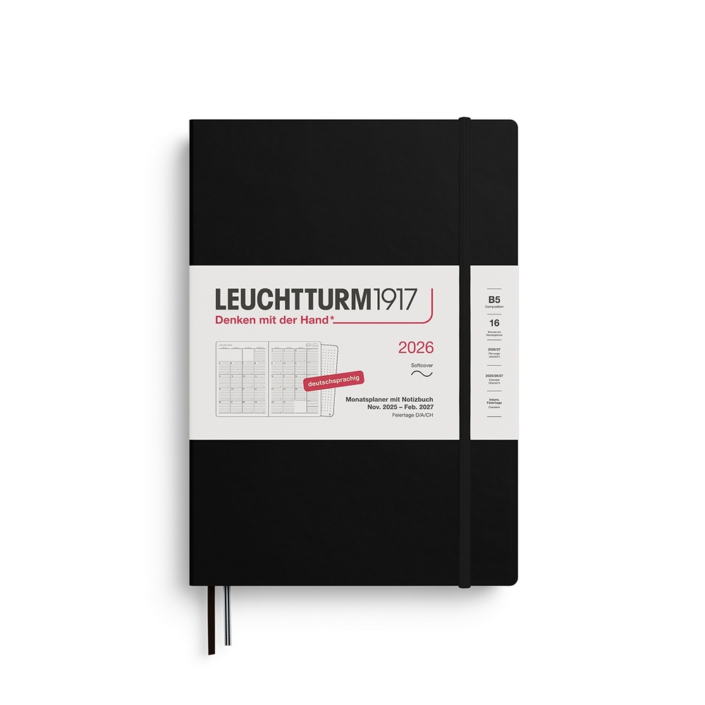 B5 Hardcover Kalender LEUCHTTURM1917 372785 Planificador Mensual Y Cuaderno Composition (B5) 2026, 16 Meses, Tapa Blanda, Dusty Rose, Inglés Engelse Uitvoering