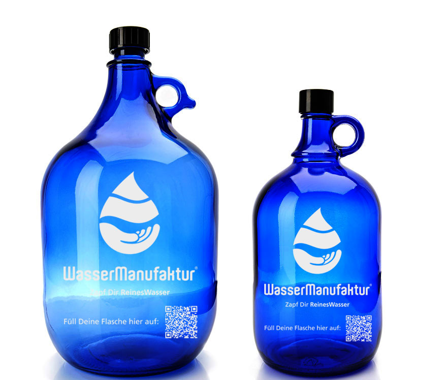 Wasserflasche aus Blauglas - Blauglasflaschen
