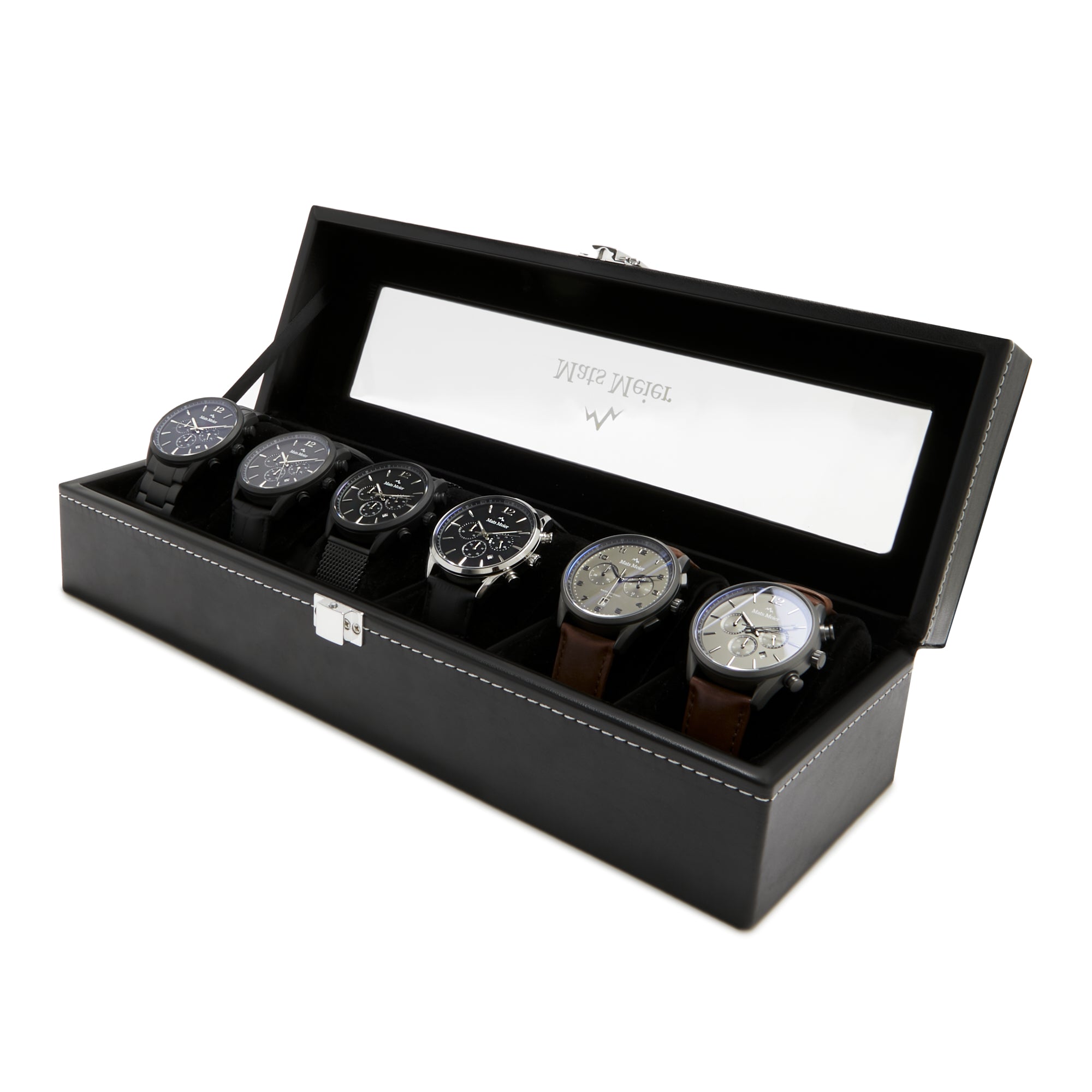 美品 Frontier Hotel BOXセット オールドデック Mont Fort Zwarte Horlogebox voor 6 Horloges Horlogedoos MM