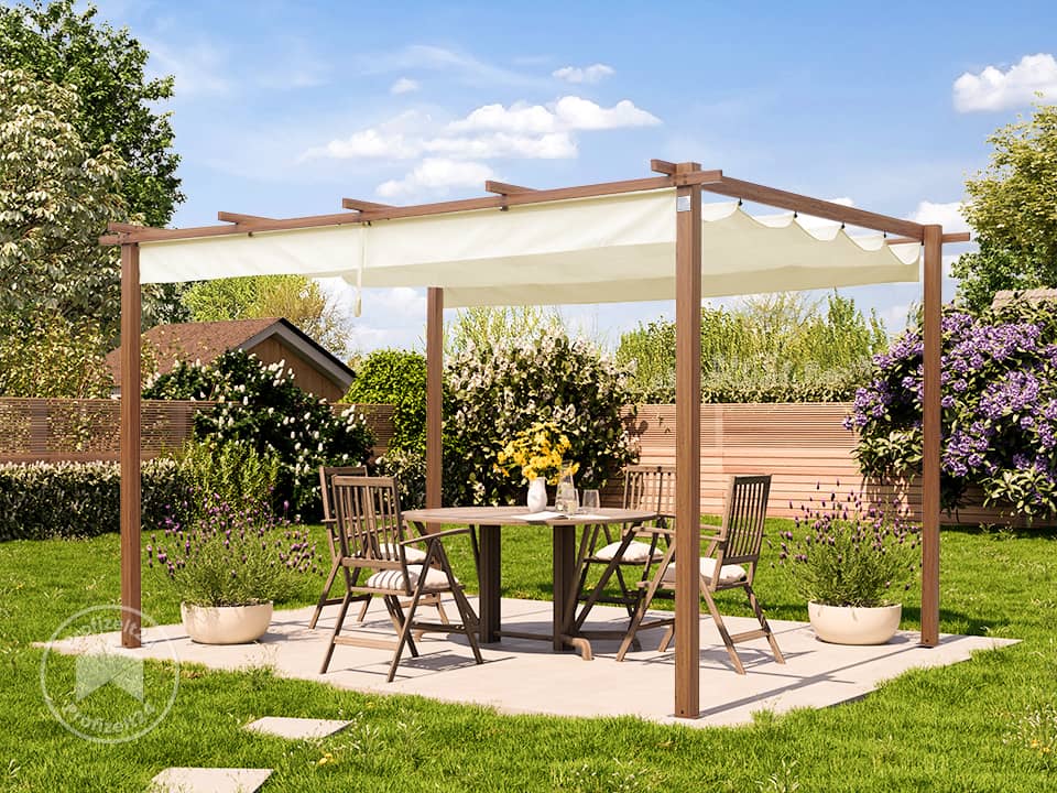 3x4 m Pergola mit Sonnensegel, Stahl (400103) | Profizelt24