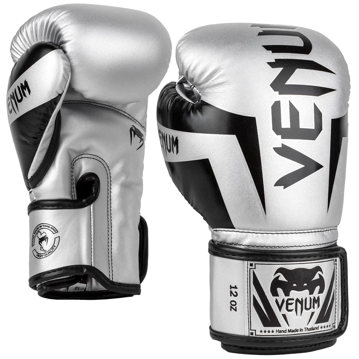 VENUM Boxing Gloves, Elite, silver-black, 12 Oz | Boxing Gloves