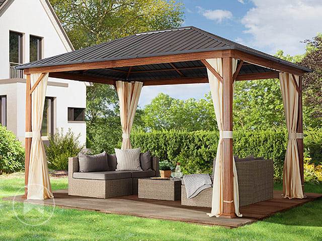 Gazebo Da Giardino 3x6 M Impermeabile - Tenda Con Pareti E Finestre Per Feste