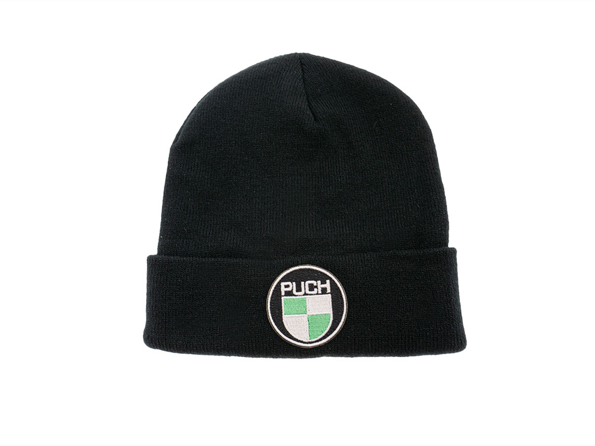帽子 KUIN l ring punk beanie Beanie hat with Puch logo patch Black