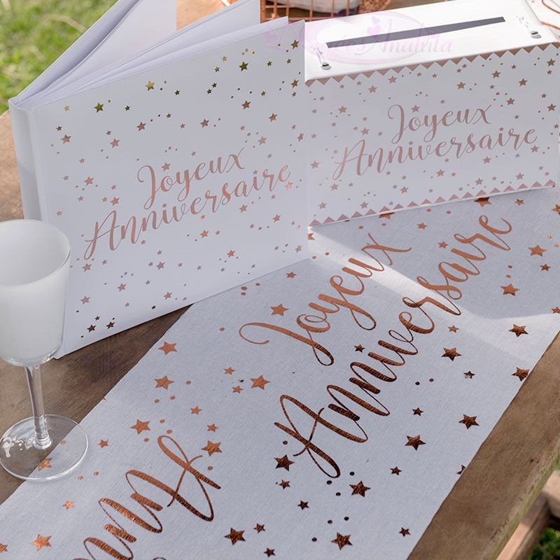 Assiettes Joyeux Anniversaire Rose Gold - Dragées Anahita