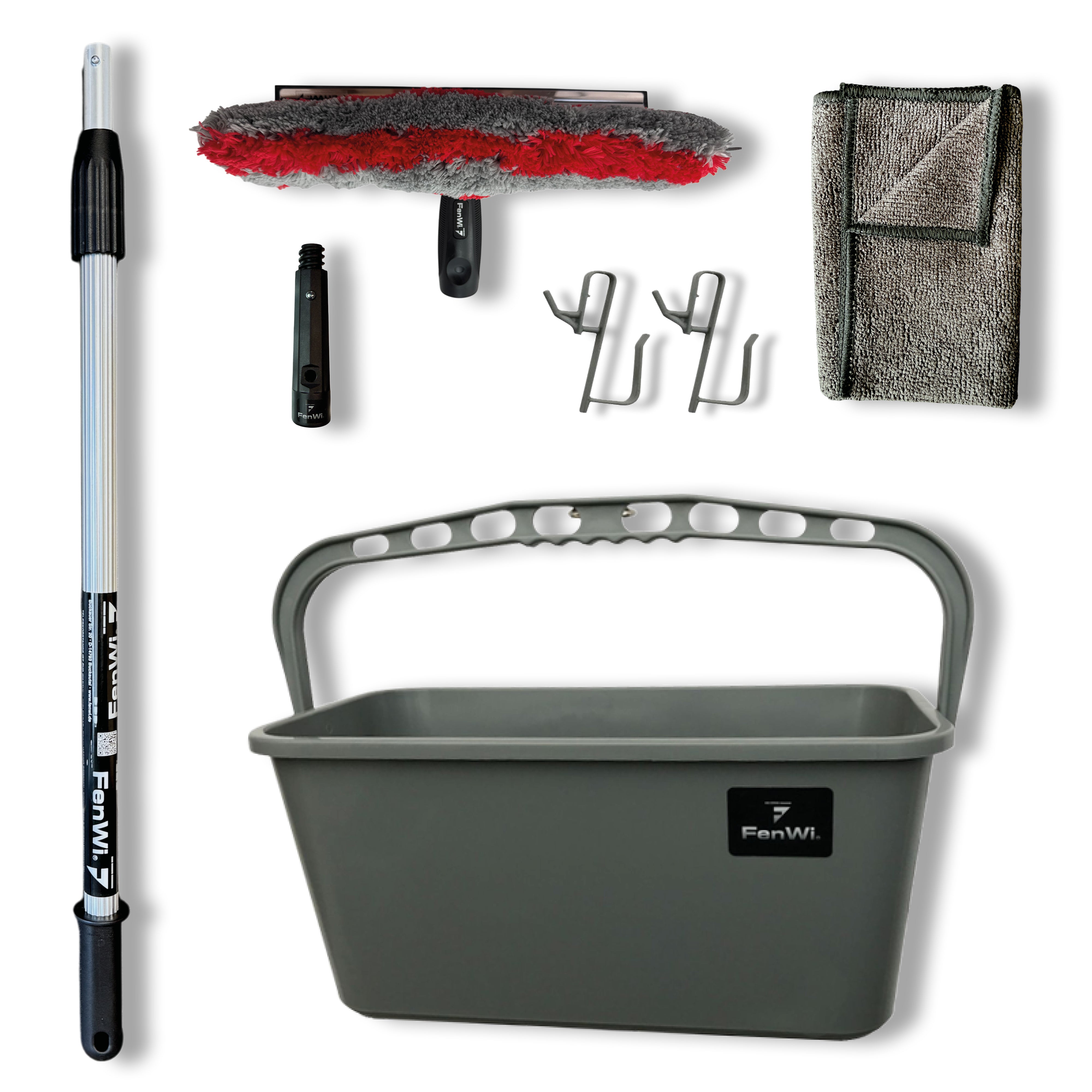 FenWi Profi-Wischeimer 15 Liter Rechteck – 42x20 Cm, Ideal Für Fensterwischer 35/40 Cm, Inkl. Doppelhaken