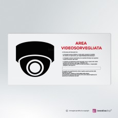 AUA SIGNALETIQUE 202108 AP p 210x150 Pannello preforato con angoli arrotondati «allarme sicurezza sotto videosorveglianza» pvc, 210 x 150 mm