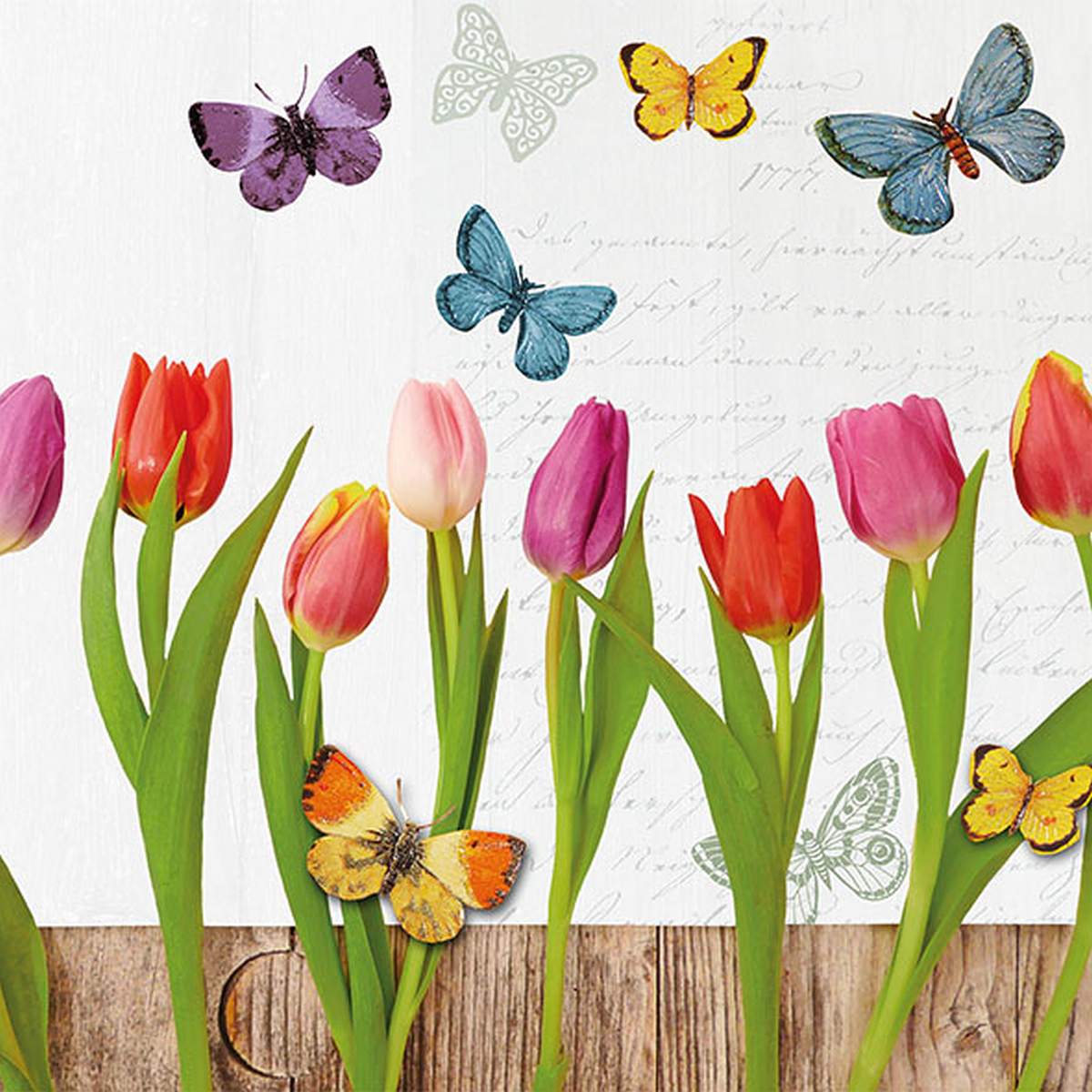 Motiv-Serviette Spring Collage White 33x33cm 20er Pack