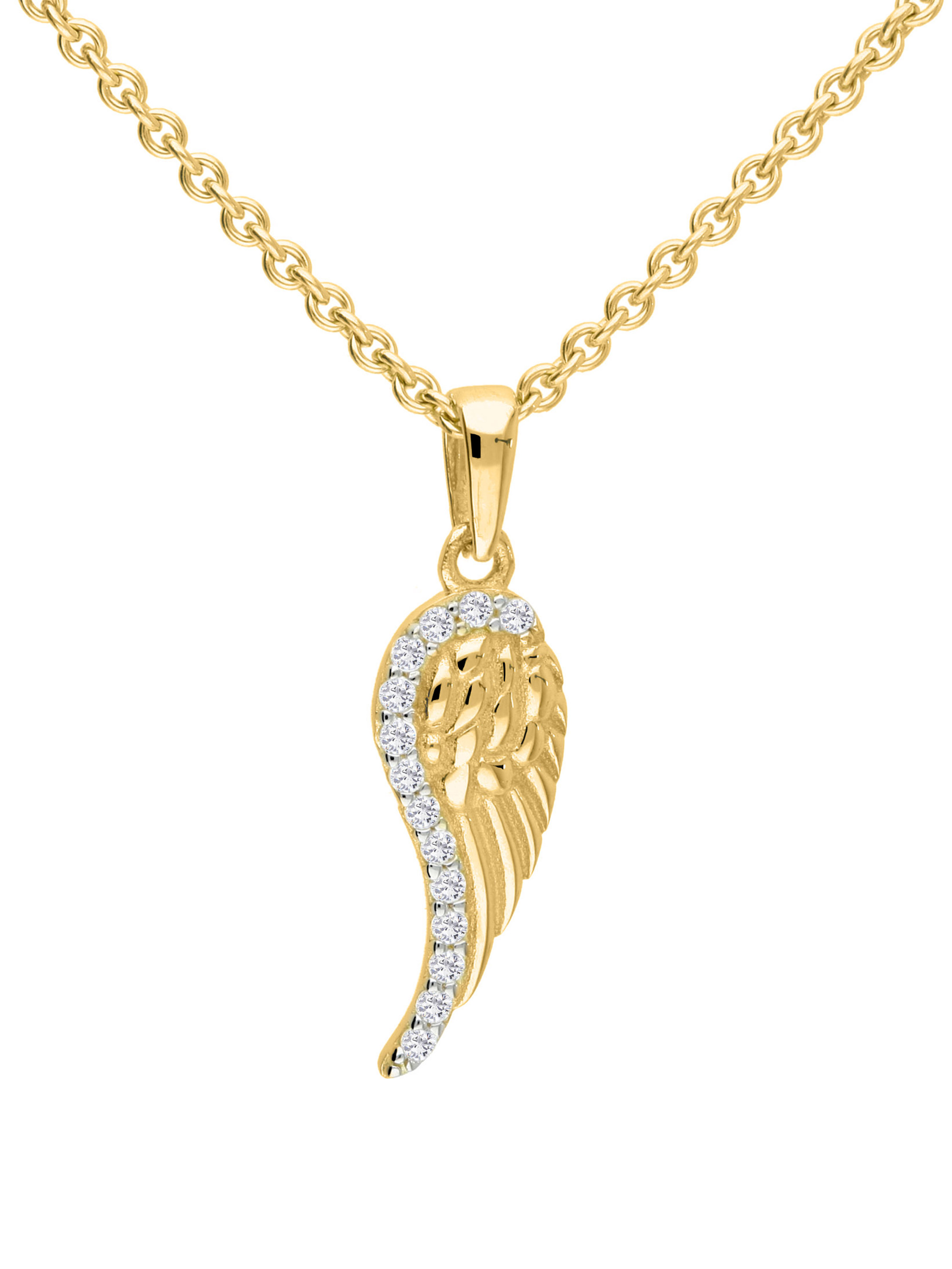 Unendlich U Engelsflügel Halskette – 925 Sterling Silber Mit Zirkonia & Kreuz-Anhänger, 45 Cm