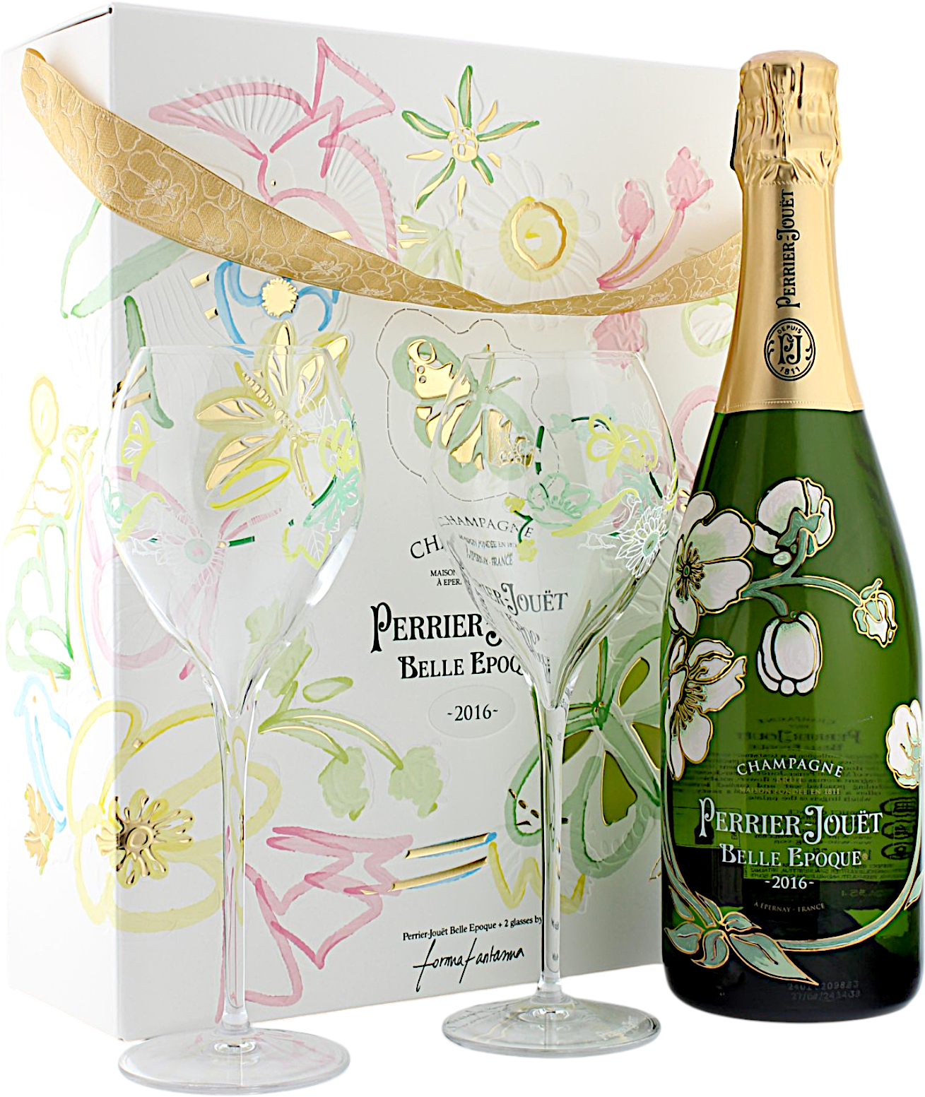 Perrier Jouët Belle Epoque 2016 in Geschenkset mit 2 Gläser
