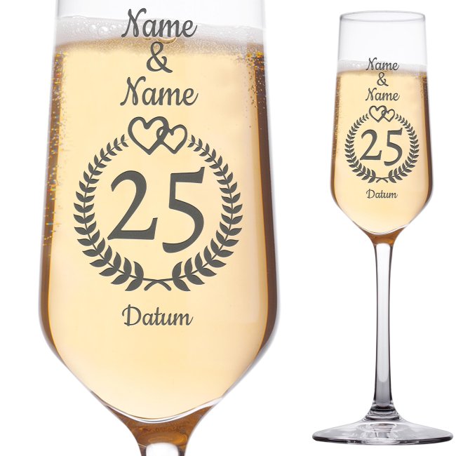 PR Print Royal Sektgläser Graviert - 'Love Forever' Mit Namen & Datum | 2er-Set, Spülmaschinengeeignet