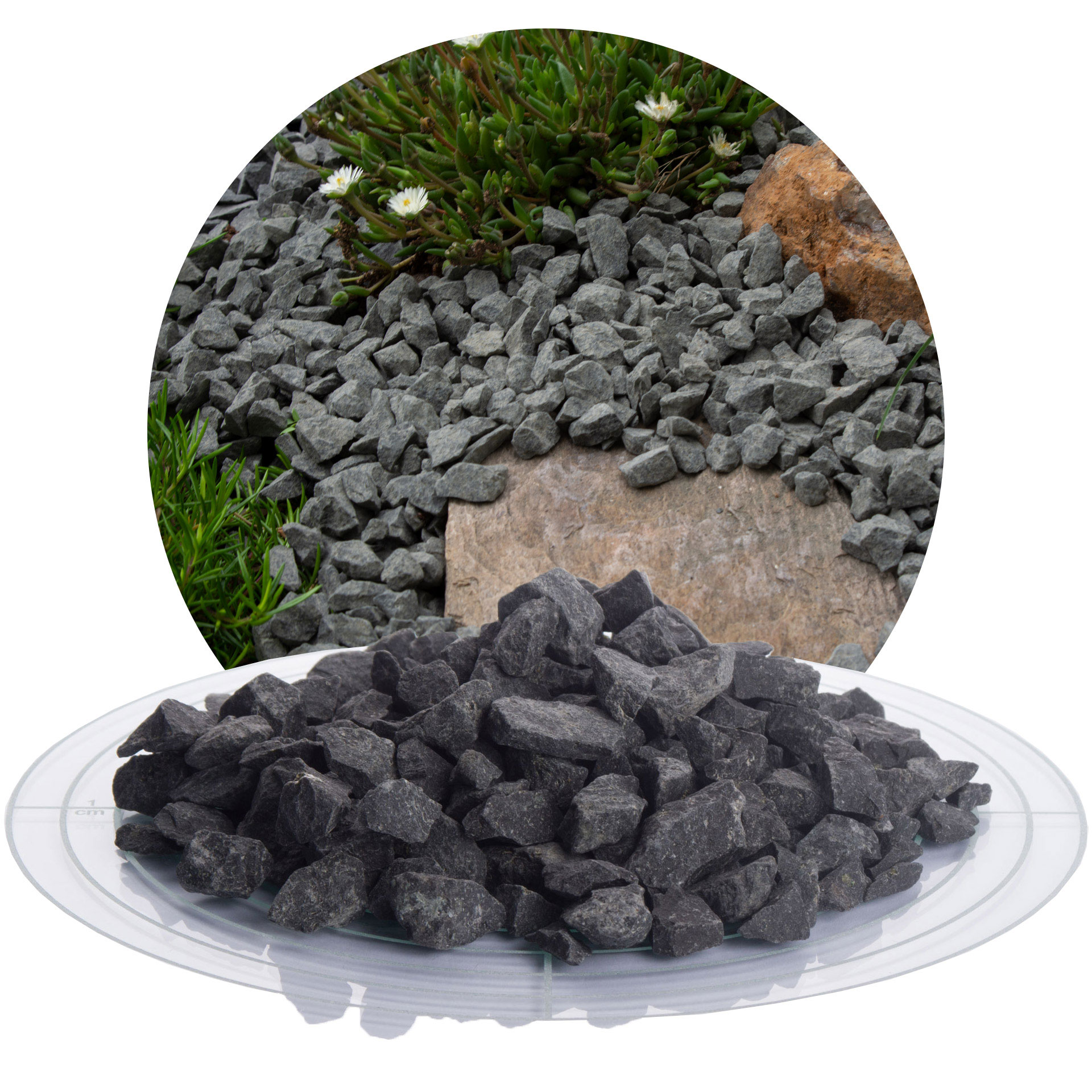 Basalt Ziersplitt anthrazit 8-16 mm | 25 kg Sack | 10007180