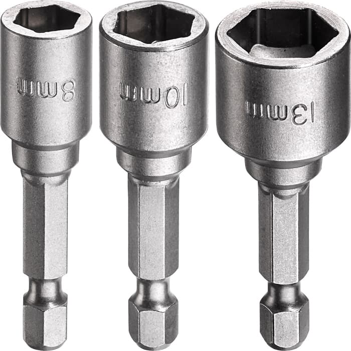 10 Stück 6-15mm Magnetic Steckschlüssel Set Sockeladapter, 1/4" Shank
