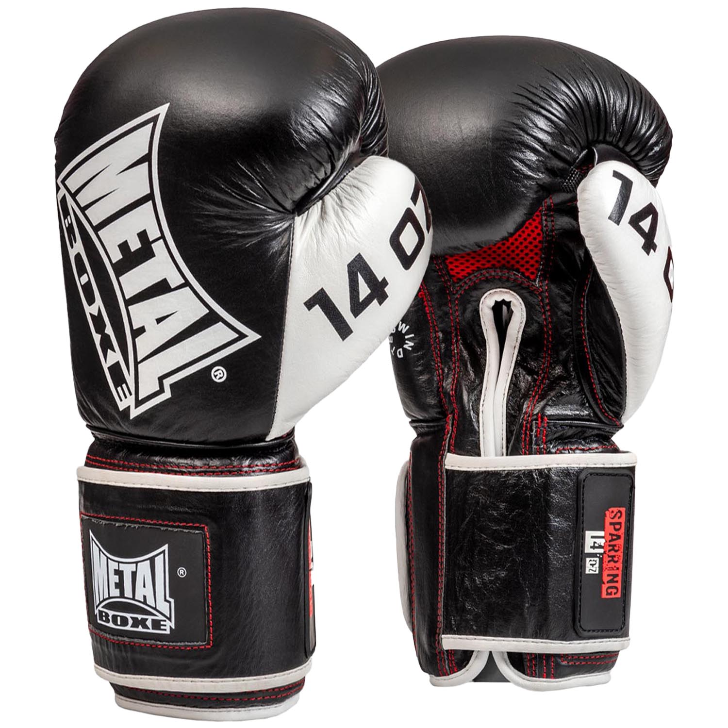 Metal Boxe Boxing Gloves, Sparring, black-white, 18 Oz Boxing Gloves - Main Image