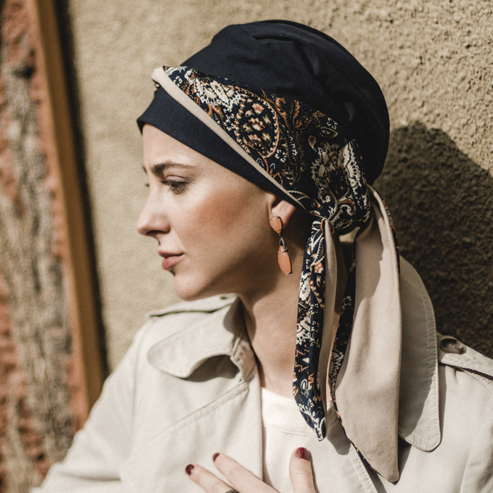 Turban Perruque Chimio Synthétique - Couleur Chocolat Méché Cuivré Clair (Dorothée 627C), Neuf Avec étiquettes