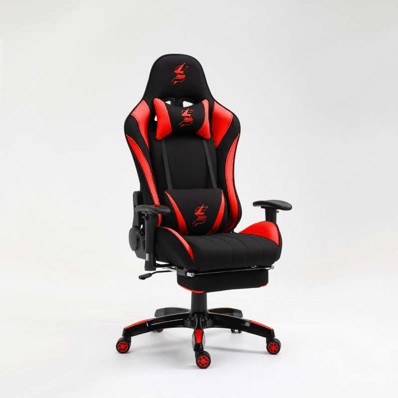 Poltrona Da Gaming Nera E Rossa – Ergonomica, Con Cuscini Lombare E Cervicale, Schienale Inclinabile, Rivestimento In PU, Per PC E Console