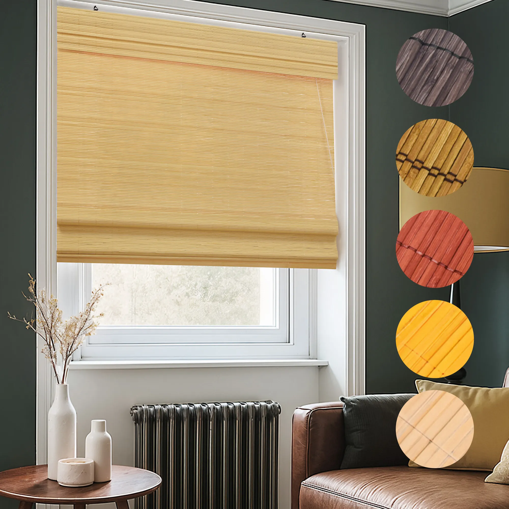 Bambus-Raffrollos - Fenster Sichtschutz Rollos aus Bambus