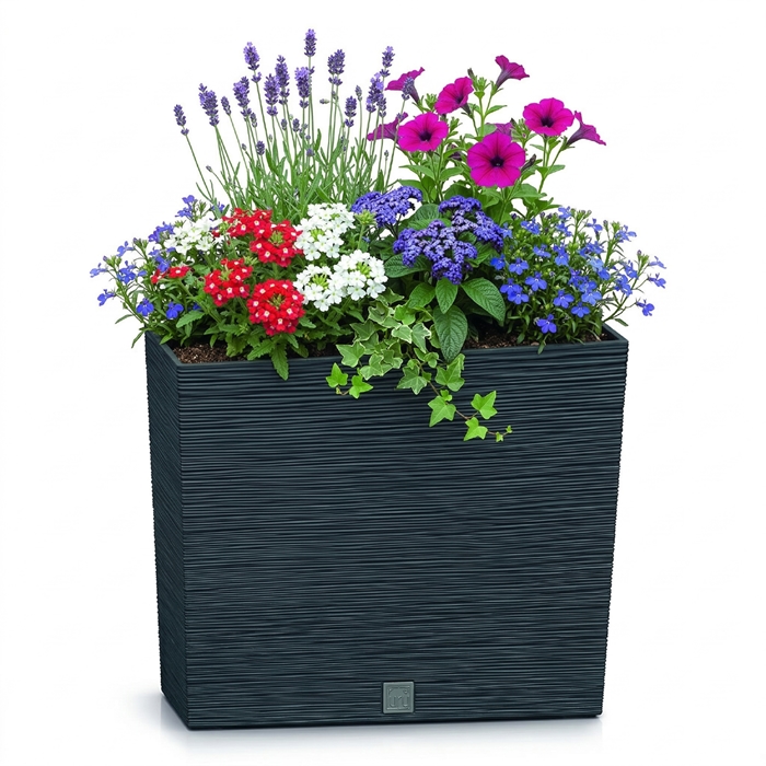 Blumentopf mit Einsatz Pflanztopf Blumenkasten Kunststoff Anthrazit  58x18x49,8cm Lefeld Werkzeug-Onlineshop