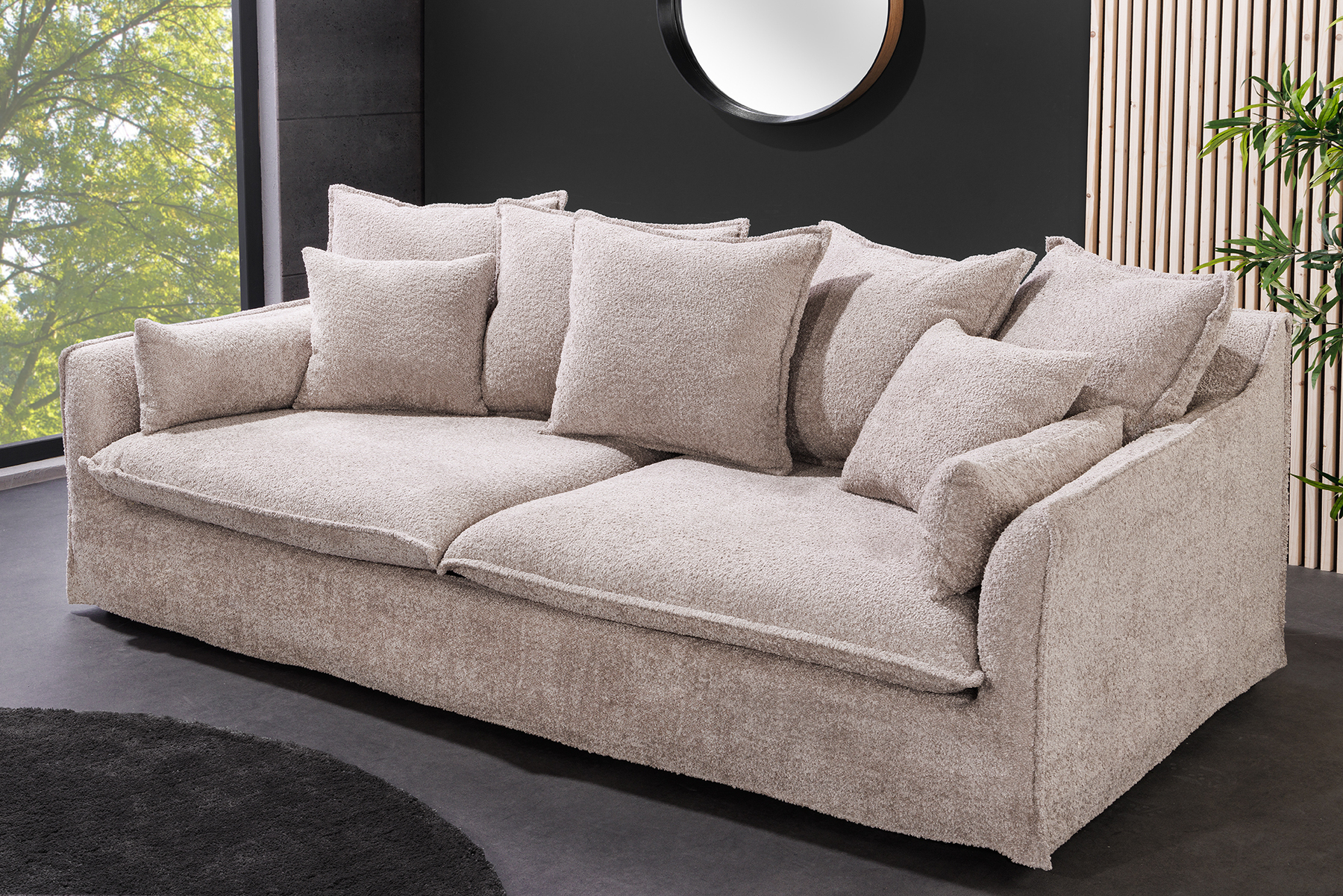 Großes 3-Sitzer Sofa HEAVEN 200cm champagner beige Bouclé Federkern Hussensofa » Jetzt kaufen
