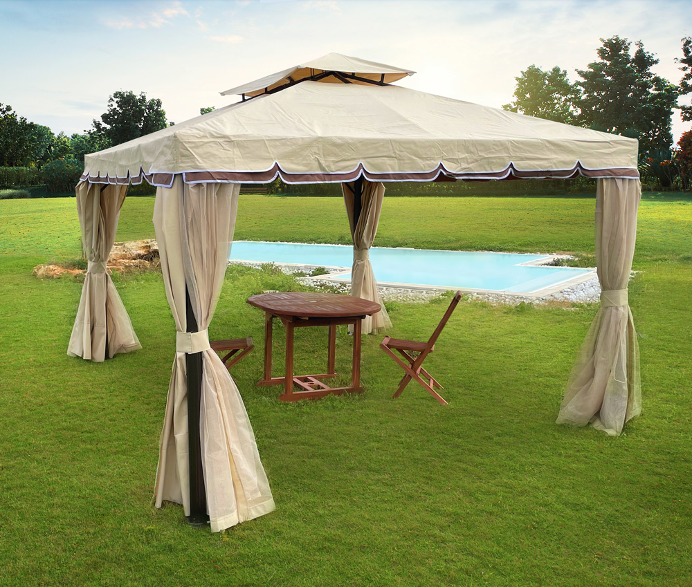 Gazebo Giardino 3x4,5m Pieghevole | Telo 700N Idrorepellente | Con 2 Laterali | Colore Crema - Foto 4