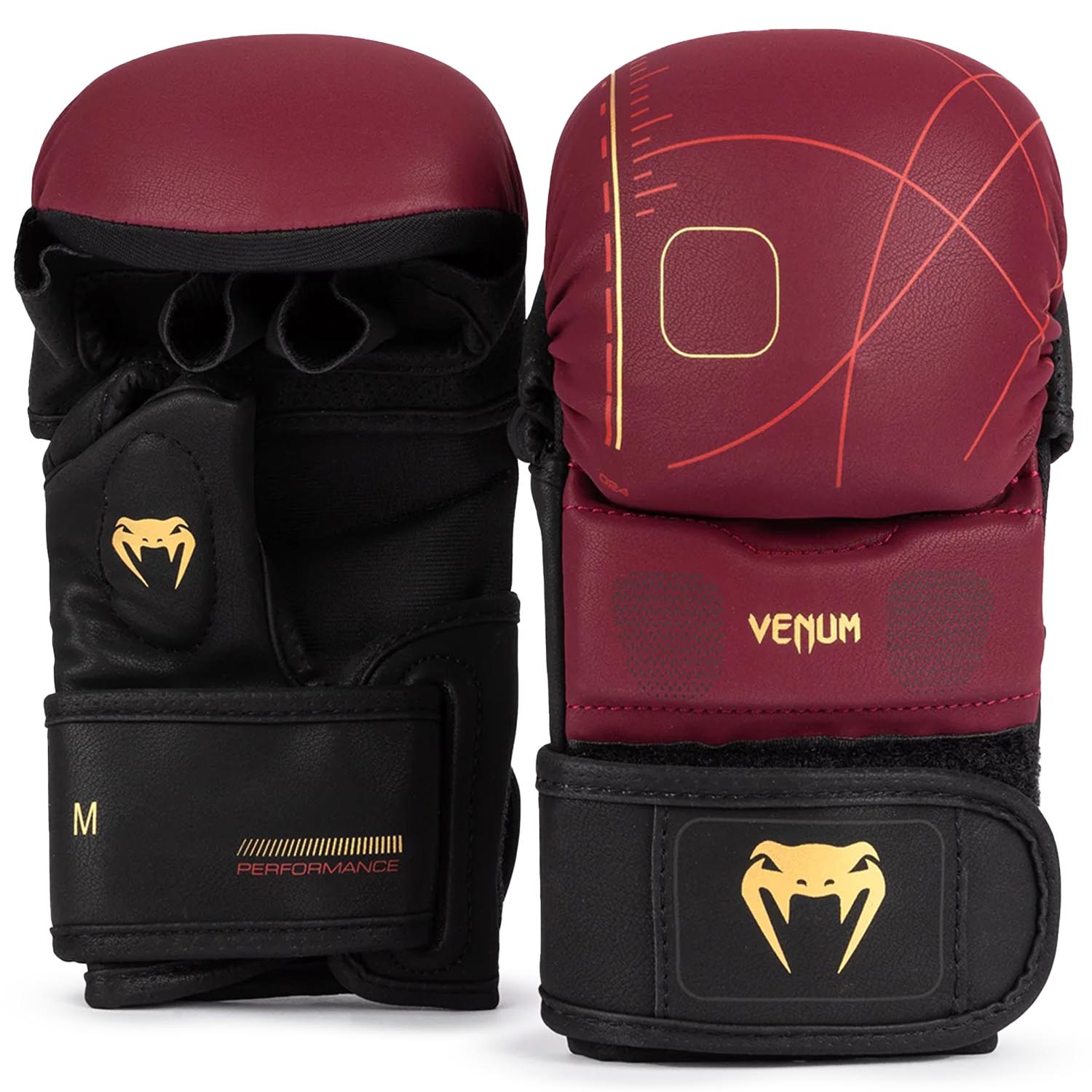 VENUM MMA Sparring Gloves, Tactical XT, winered-gold, S Boxing