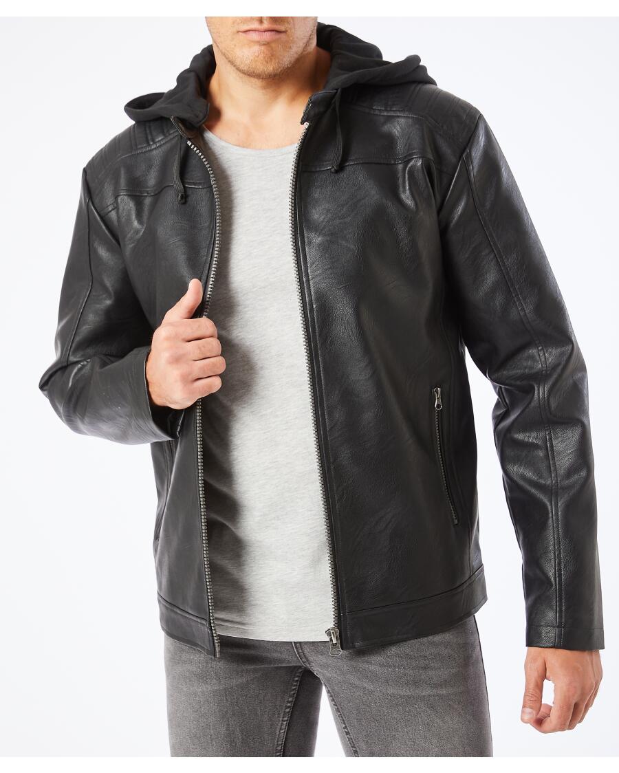 Bei Kik Textilien Kik Herren Jacken Kunstlederjacke Mit Sweat-Kapuze