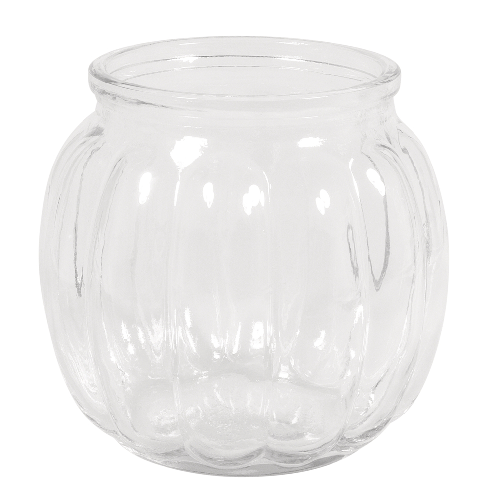 Glas Vase, bauchig mit Rillen – Rayher