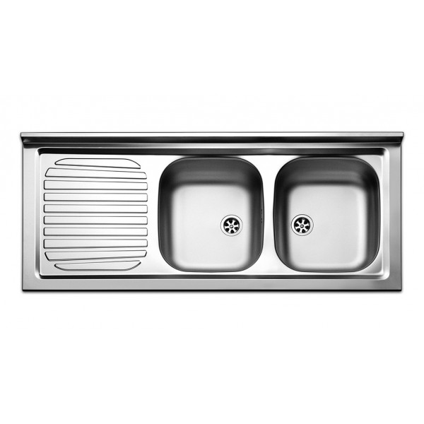 Lavello Da Cucina A Doppia Vasca In Acciaio Inox 304 – Autoportante Con Rubinetto E Ripiano, Per Esterni E Lavanderia 83x44x85 Cm