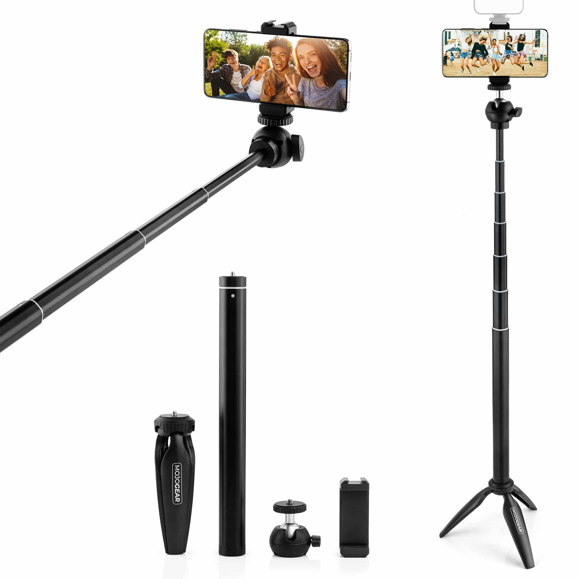 MOJOGEAR vlog KIT: Mini-statief, telefoonhouder en selfie stick - Main Image
