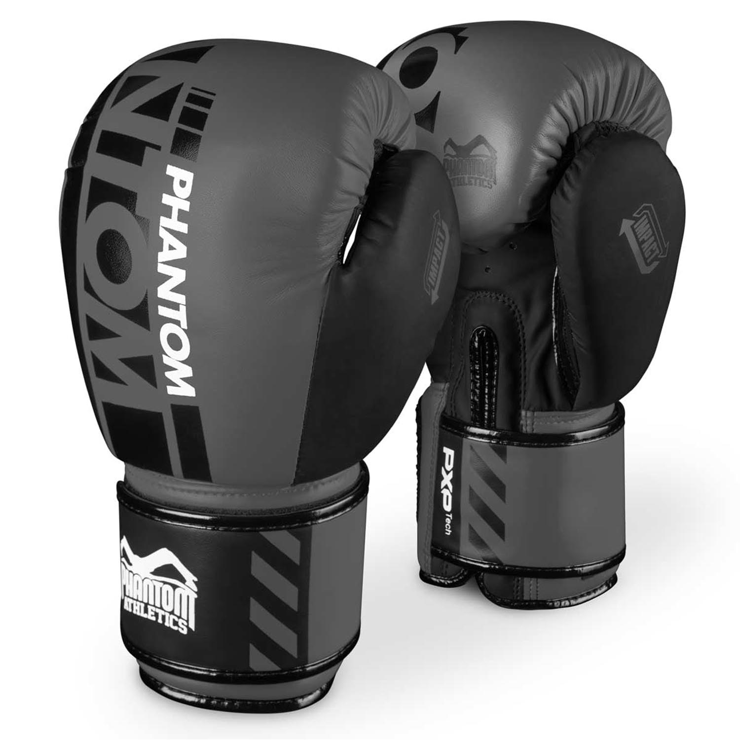 Phantom Athletics Boxing Gloves, Apex, grey-black, 14 Oz | 14 Oz | 820480-3