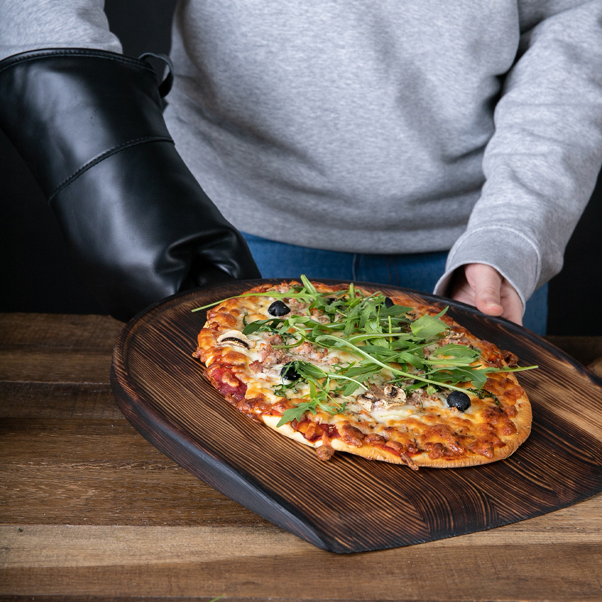 2 Planches à Pizza Bouleau 44x32x0,6 Cm – Pelle Ronde Manche Long, Planche à Découper