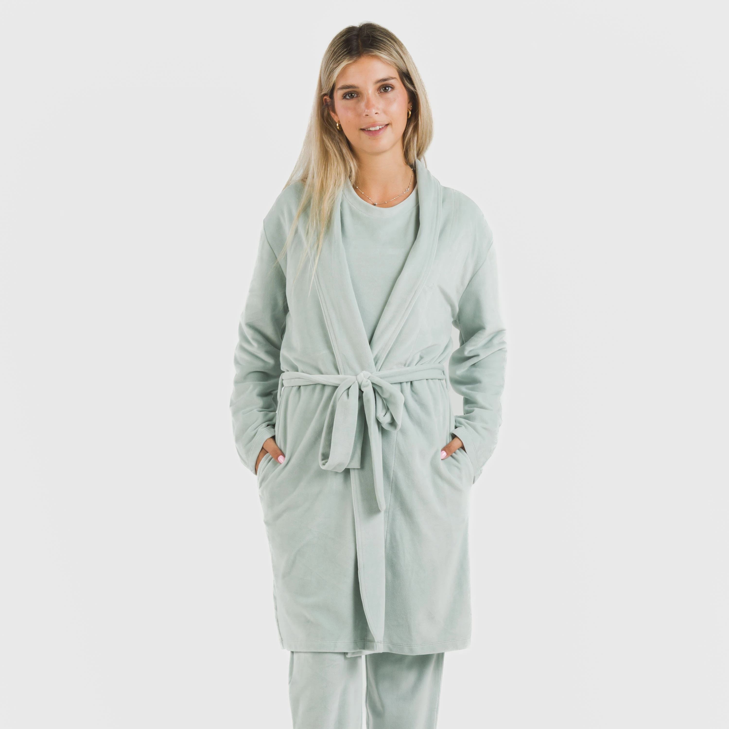 Bata Corta Batas Entretiempo Mujer Bata Velvet Lisa Talla De Ropa