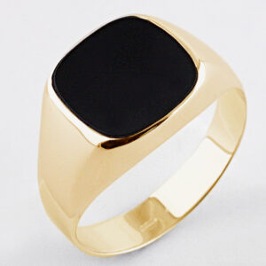Anello Da Uomo Placcato Oro Acciaio Inox Onice 18 Carati Oro Impermeabile R5606D - Foto 4