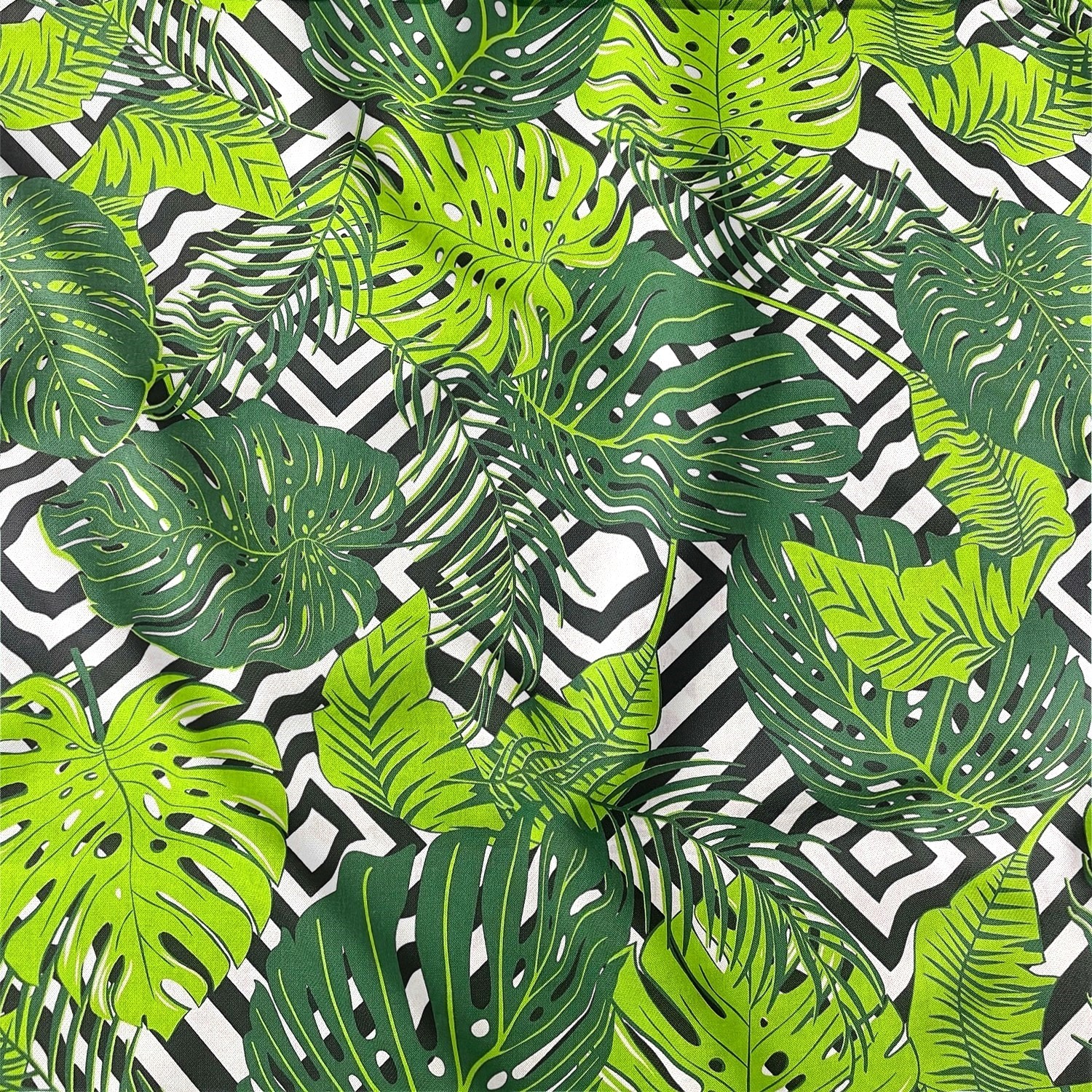 Baumwollstoff - Monstera-Dschungel auf Zickzack  PINaPIN