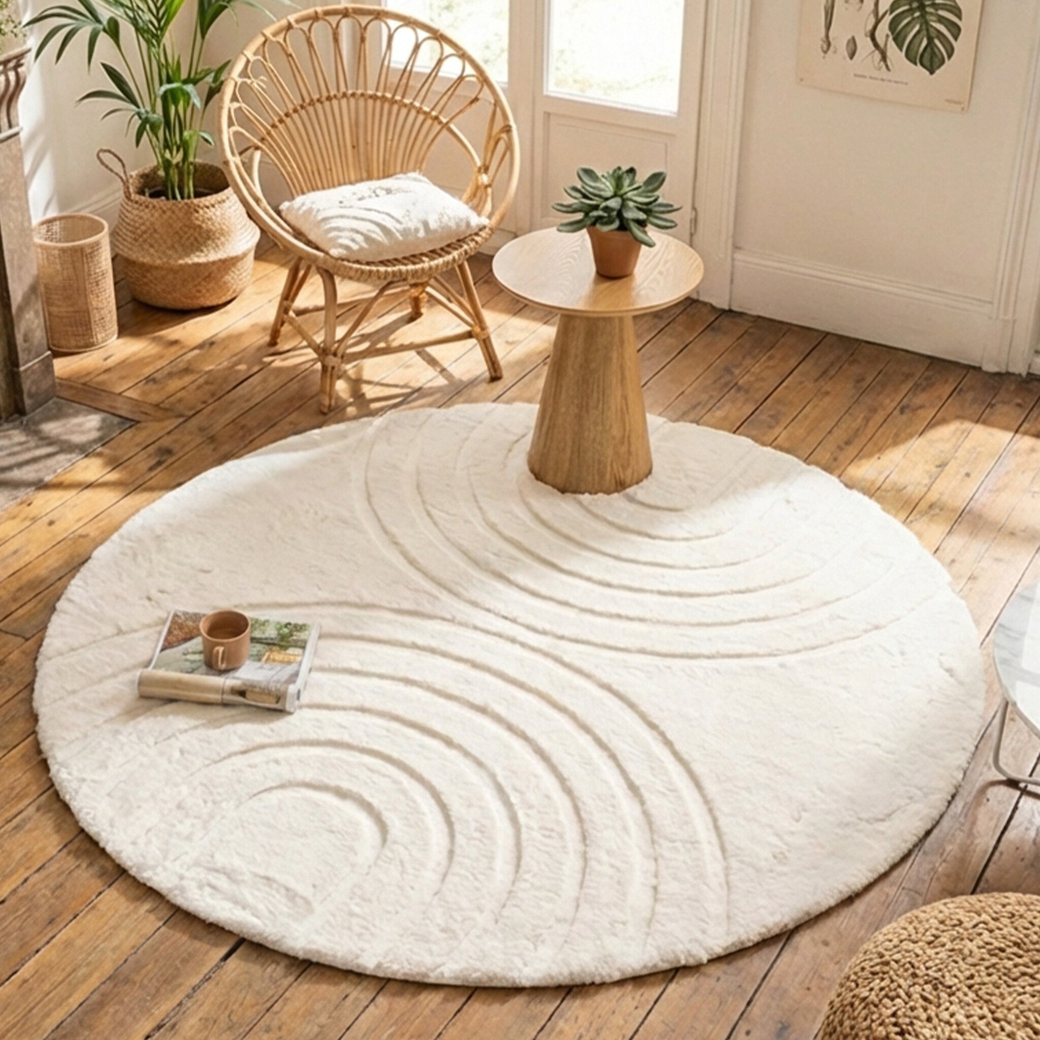 Hochflor Teppich Rund