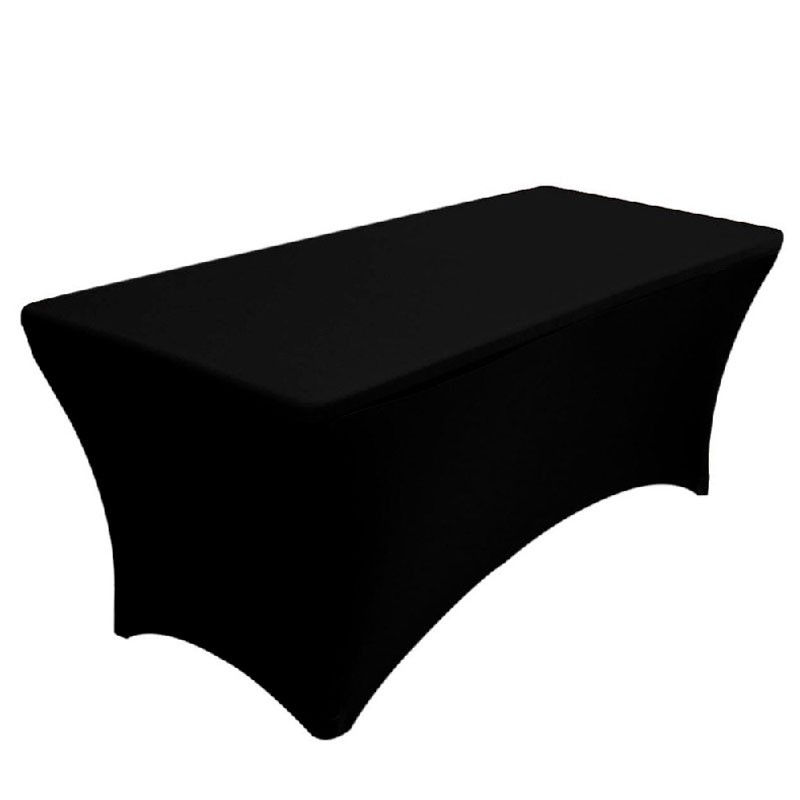 Pesonlook Lot de 6 nappes blanches de 1,8 m, nappe élastique extensible en spandex, nappe de cocktail rectangulaire, vêtements de table serrés anti-rides lavables pour fête d'anniversaire/mariage