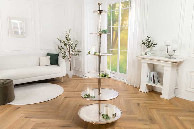 Design XXL Etagere ABSTRACT 180cm silber Metall mit sechs Etagen handmade » Jetzt kaufen