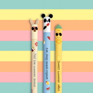 Lot De 10 Stylos Gel Effaçables Kawaii - Pointe 0,7 Mm, Avec Gomme Intégrée, Encre Thermosensible - Modèles Aléatoires (animaux, Motifs)