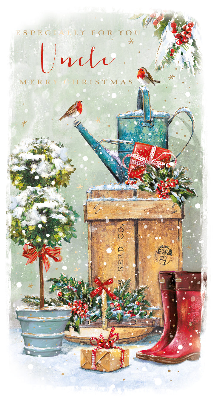 UK Greetings Weihnachtskarte Für Tante & Onkel – Süße Eulen Mit Goldfolie, Inkl. Umschlag