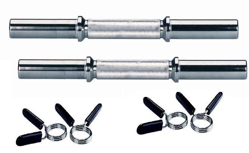 Barra Per Manubri Da 45 Cm – Filettata, Diametro 24 Mm, Impugnatura Antiscivolo, Con Morsetti, Per Palestra Domestica