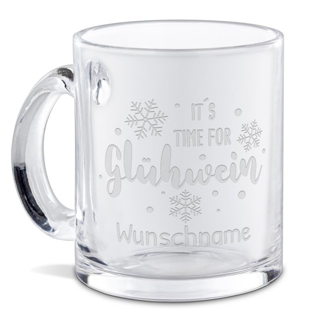 Glastasse mit Gravur - Time for Glühwein - mit Name